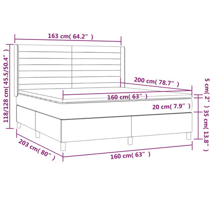 Box Spring Postel S Matrací A Led Tmavě Hnědá 160X200 Cm Textil
