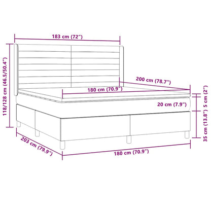Box Spring Postel S Matrací A Led Tmavě Hnědá 180X200 Cm Textil
