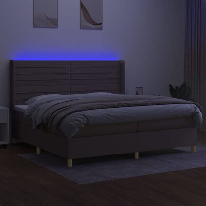 Box Spring Postel S Matrací A Led Taupe 200X200 Cm Textil