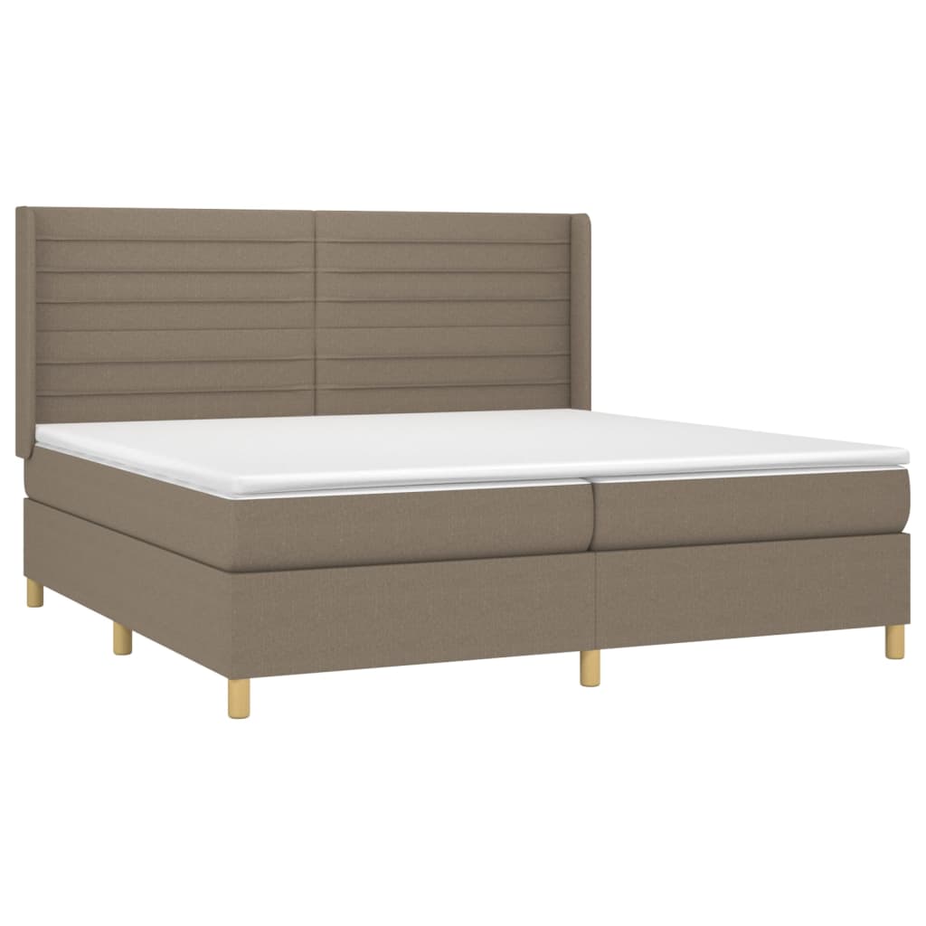 Box Spring Postel S Matrací A Led Taupe 200X200 Cm Textil