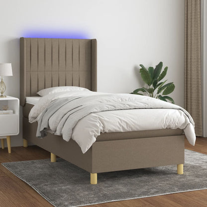 Box Spring Postel S Matrací A Led Textil Taupe