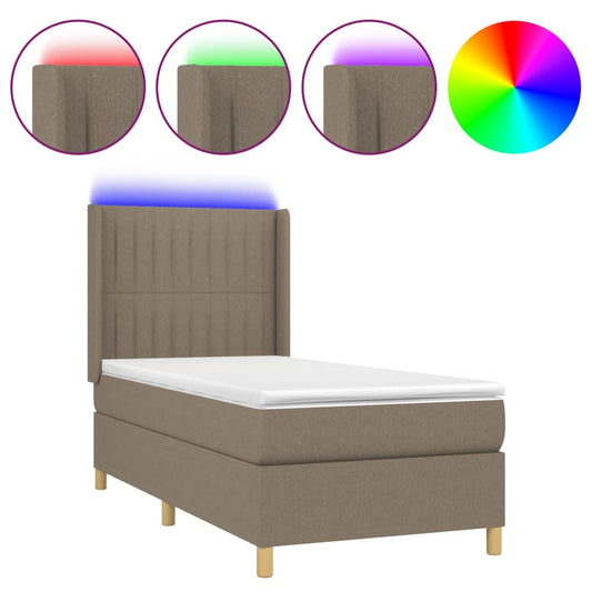 Box Spring Postel S Matrací A Led Textil Taupe