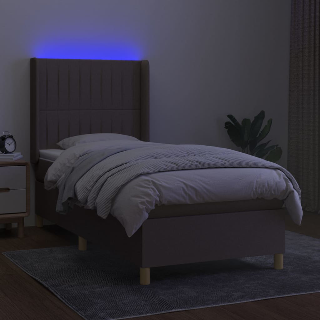 Box Spring Postel S Matrací A Led Textil Taupe