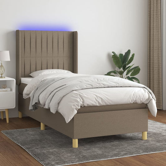 Box Spring Postel S Matrací A Led Textil Taupe