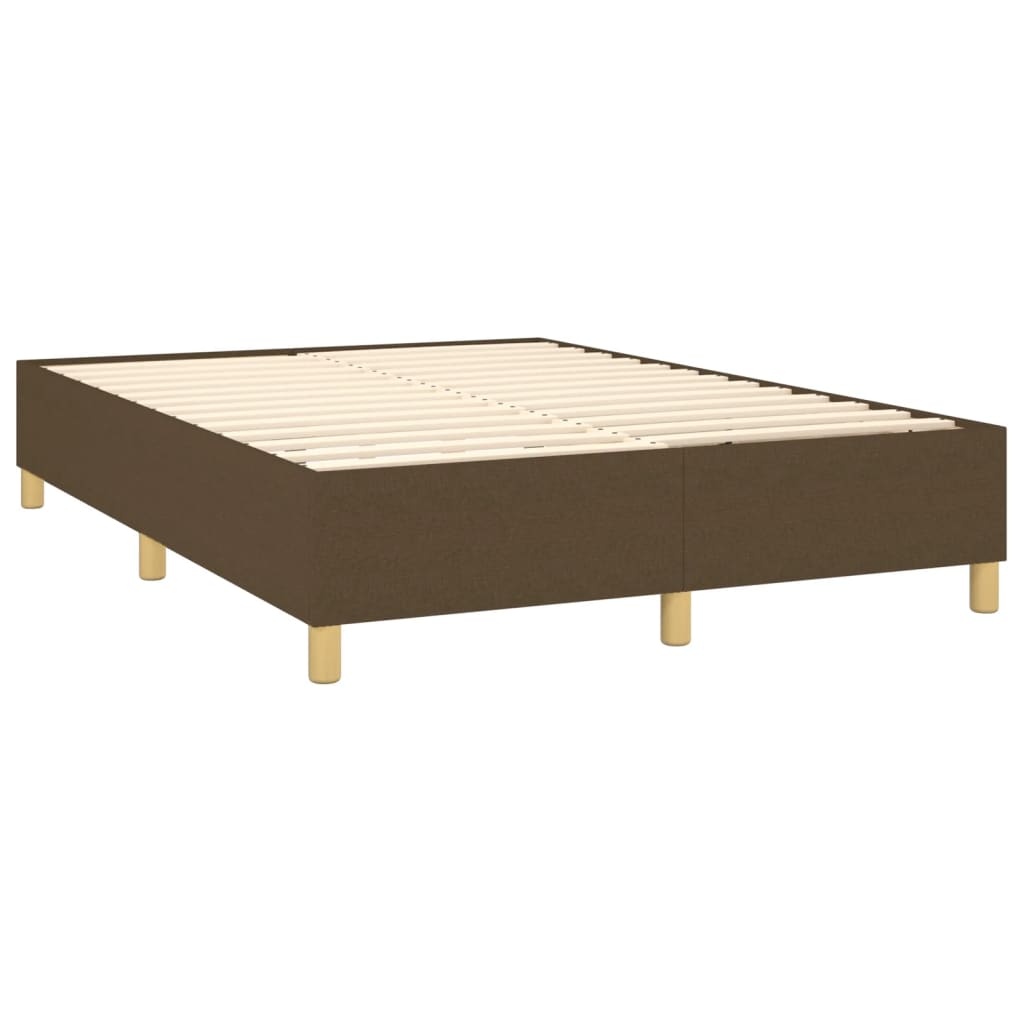Box Spring Postel S Matrací A Led Tmavě Hnědá 140X200 Cm Textil