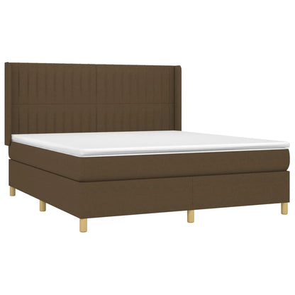 Box Spring Postel S Matrací A Led Tmavě Hnědá 160X200 Cm Textil