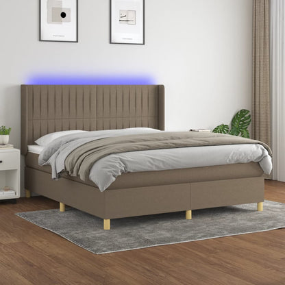 Box Spring Postel S Matrací A Led Textil Taupe