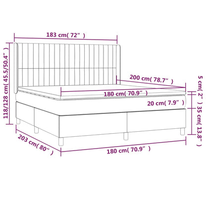 Box Spring Postel S Matrací A Led Tmavě Hnědá 180X200 Cm Textil