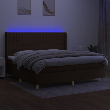 Box Spring Postel S Matrací A Led Tmavě Hnědá 200X200 Cm Textil