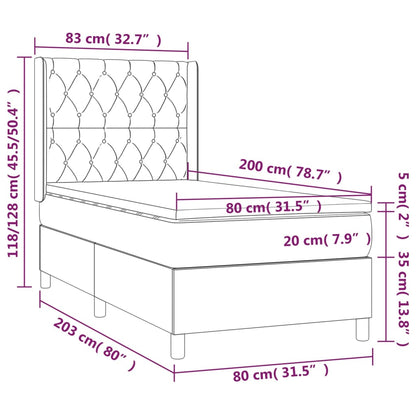 Box Spring Postel S Matrací A Led Tmavě Hnědá 80X200 Cm Textil