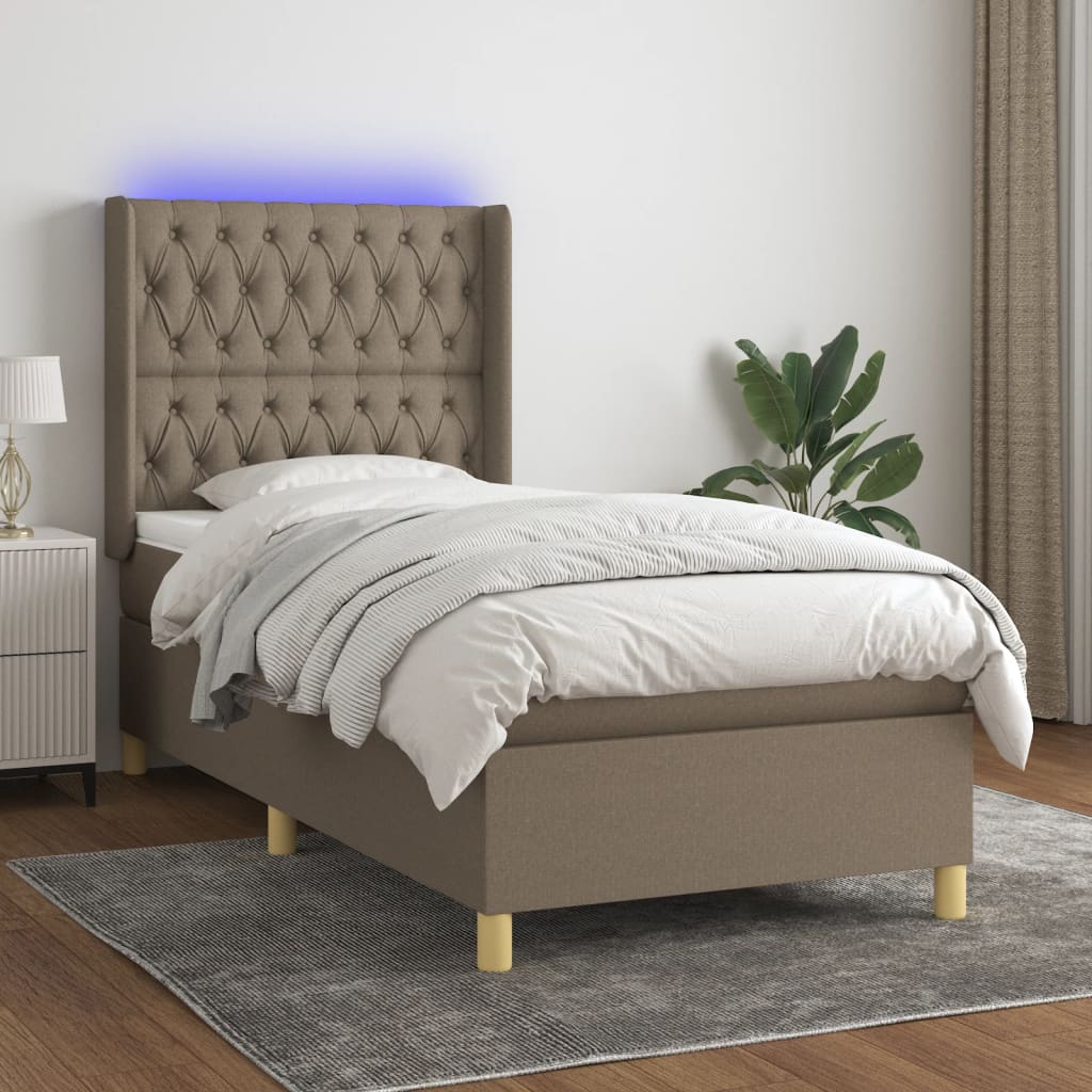 Box Spring Postel S Matrací A Led Textil Taupe