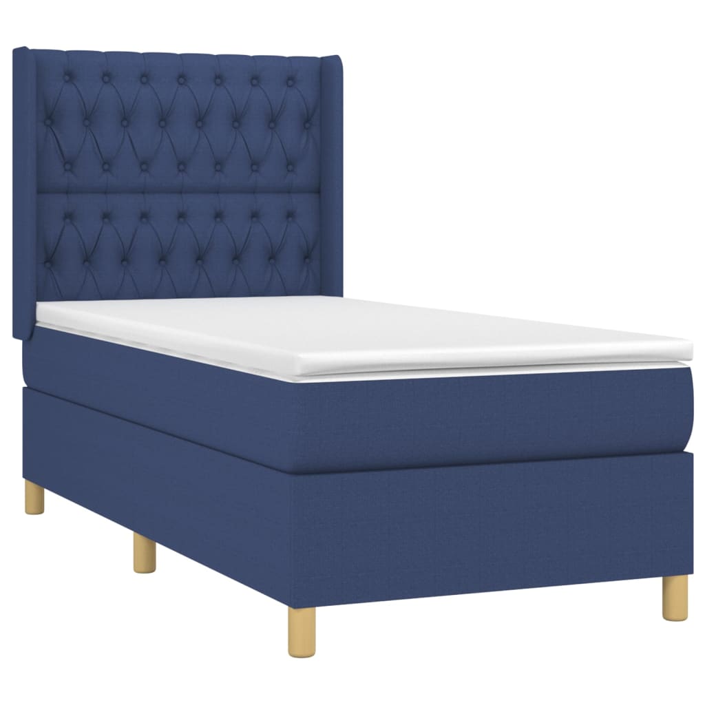 Box Spring Postel S Matrací A Led Textil Modrá