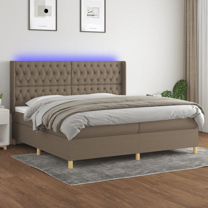 Box Spring Postel S Matrací A Led Textil Taupe