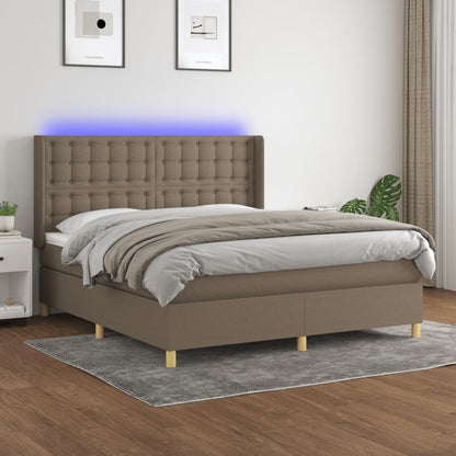Box Spring Postel S Matrací A Led Textil Taupe