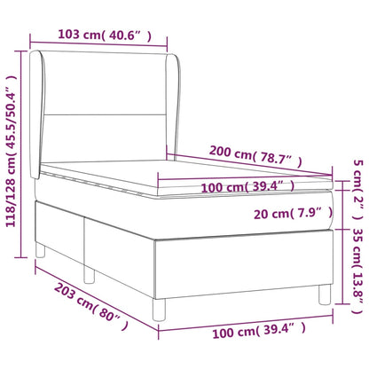 Box Spring Postel S Matrací A Led Krémová 100X200 Cm Umělá Kůže