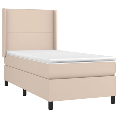 Box Spring Postel Matrace A Led Cappuccino 100X200Cm Umělá Kůže