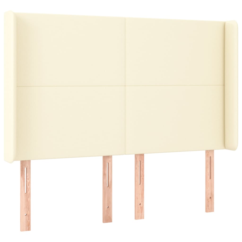 Box Spring Postel S Matrací A Led Krémová 140X190 Cm Umělá Kůže
