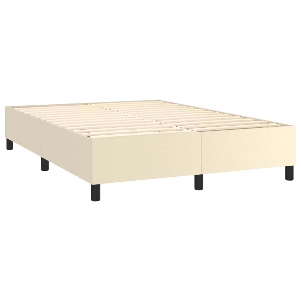 Box Spring Postel S Matrací A Led Krémová 140X200 Cm Umělá Kůže