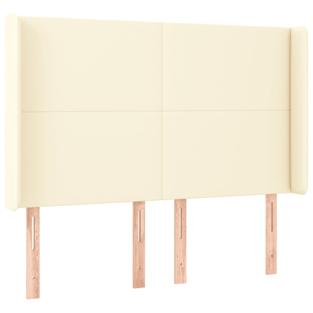 Box Spring Postel S Matrací A Led Krémová 140X200 Cm Umělá Kůže