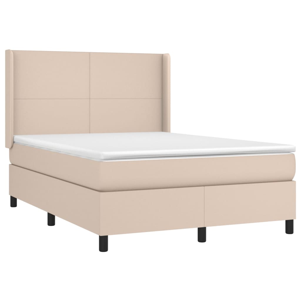 Box Spring Postel Matrace A Led Cappuccino 140X200Cm Umělá Kůže