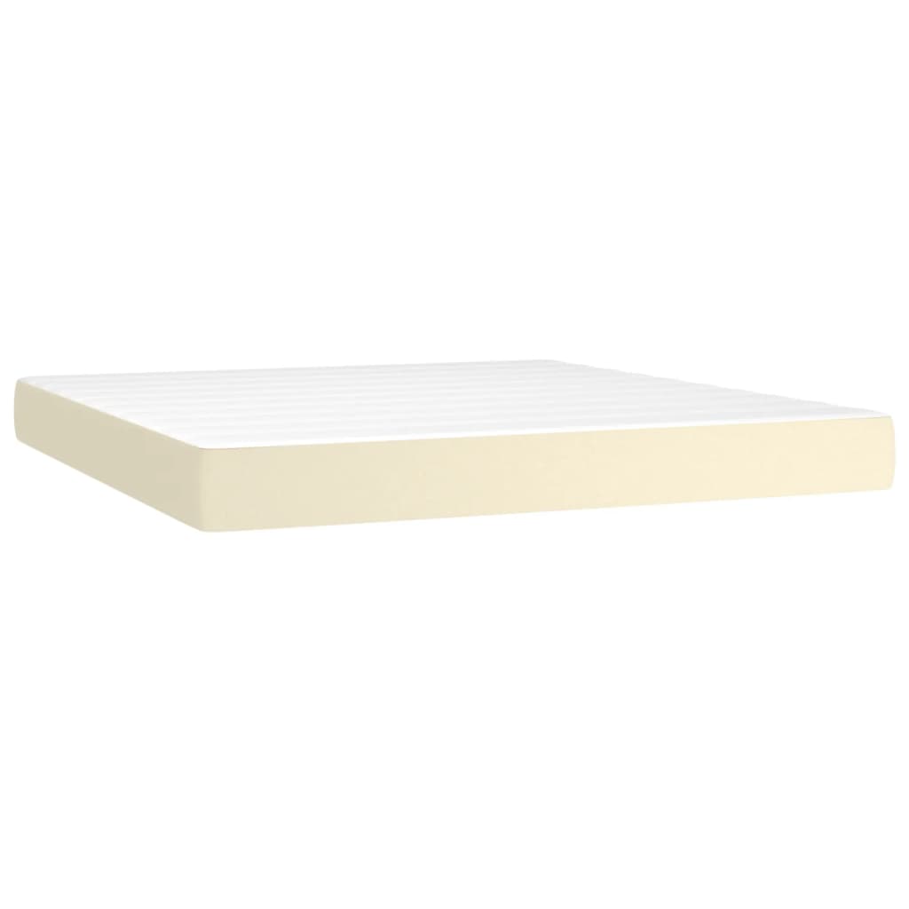 Box Spring Postel S Matrací A Led Krémová 180X200Cm Umělá Kůže