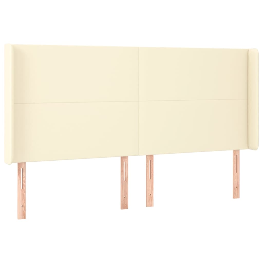 Box Spring Postel S Matrací A Led Krémová 180X200Cm Umělá Kůže