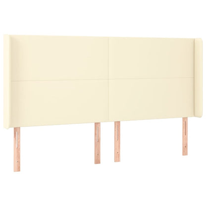 Box Spring Postel S Matrací A Led Krémová 180X200Cm Umělá Kůže