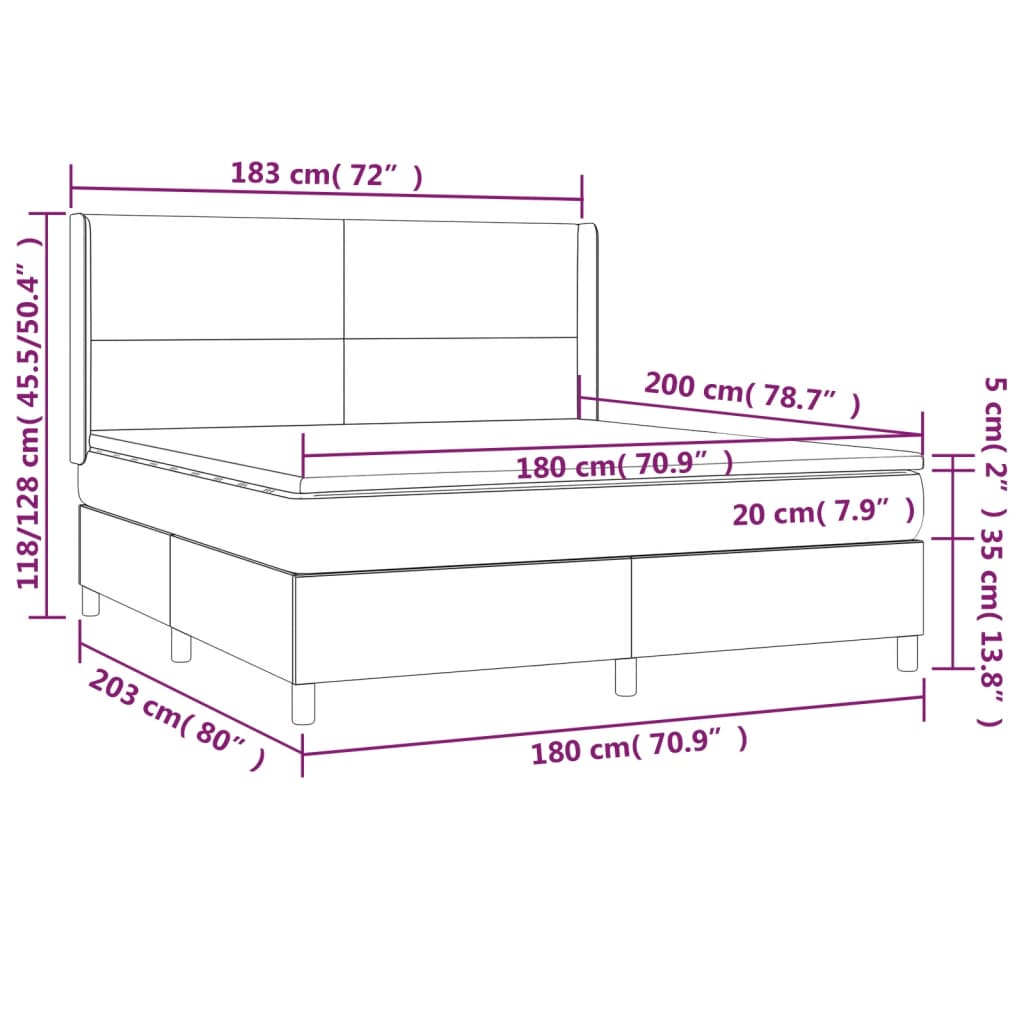Box Spring Postel S Matrací A Led Krémová 180X200Cm Umělá Kůže
