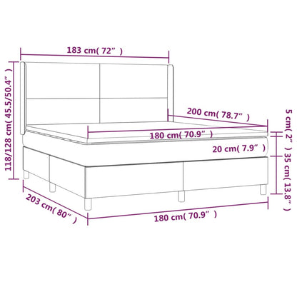 Box Spring Postel S Matrací A Led Krémová 180X200Cm Umělá Kůže