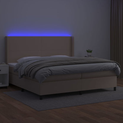 Box Spring Postel Matrace A Led Cappuccino 200X200Cm Umělá Kůže