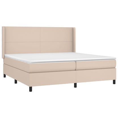 Box Spring Postel Matrace A Led Cappuccino 200X200Cm Umělá Kůže