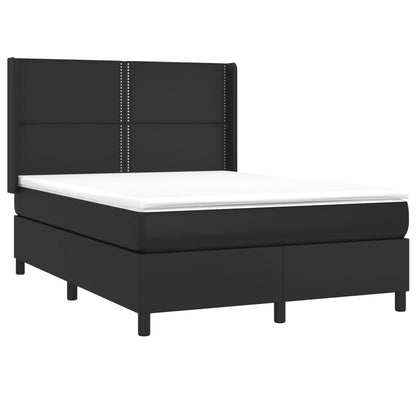 Box Spring Postel S Matrací A Led Černá Umělá Kůže Černá