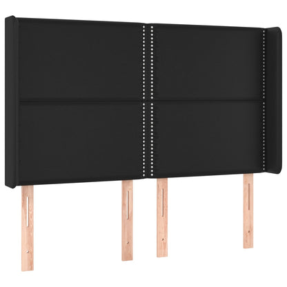 Box Spring Postel S Matrací A Led Černá Umělá Kůže Černá