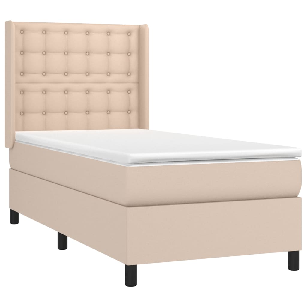 Box Spring Postel Matrace A Led Cappuccino 80X200 Cm Umělá Kůže