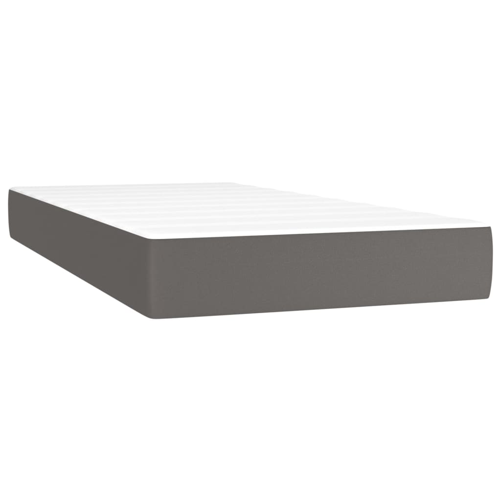 Box Spring Postel S Matrací A Led Šedá Umělá Kůže Šedá