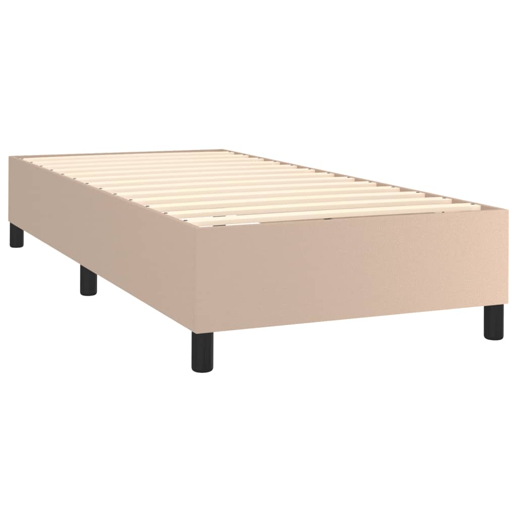 Box Spring Postel Matrace A Led Cappuccino 100X200Cm Umělá Kůže