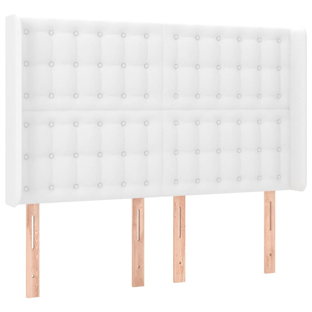 Box Spring Postel S Matrací A Led Umělá Kůže Bílá