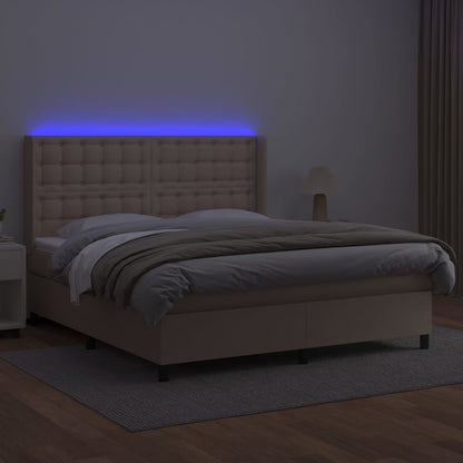 Box Spring Postel Matrace A Led Cappuccino 160X200Cm Umělá Kůže