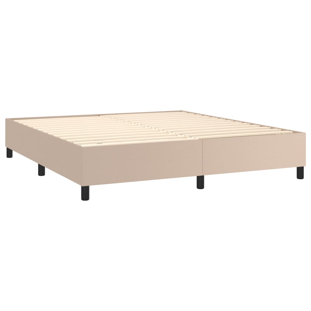 Box Spring Postel Matrace A Led Cappuccino 160X200Cm Umělá Kůže