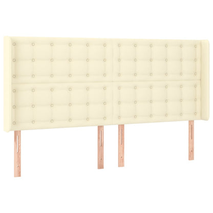 Box Spring Postel S Matrací A Led Krémová 180X200Cm Umělá Kůže