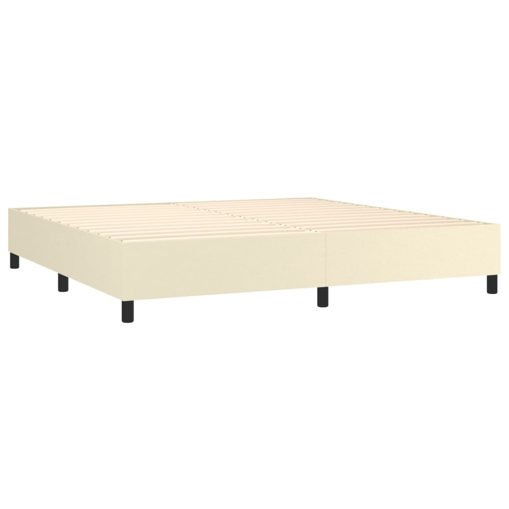 Box Spring Postel S Matrací A Led Krémová 200X200 Cm Umělá Kůže