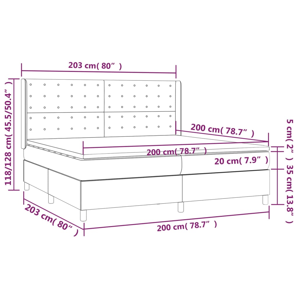 Box Spring Postel S Matrací A Led Krémová 200X200 Cm Umělá Kůže