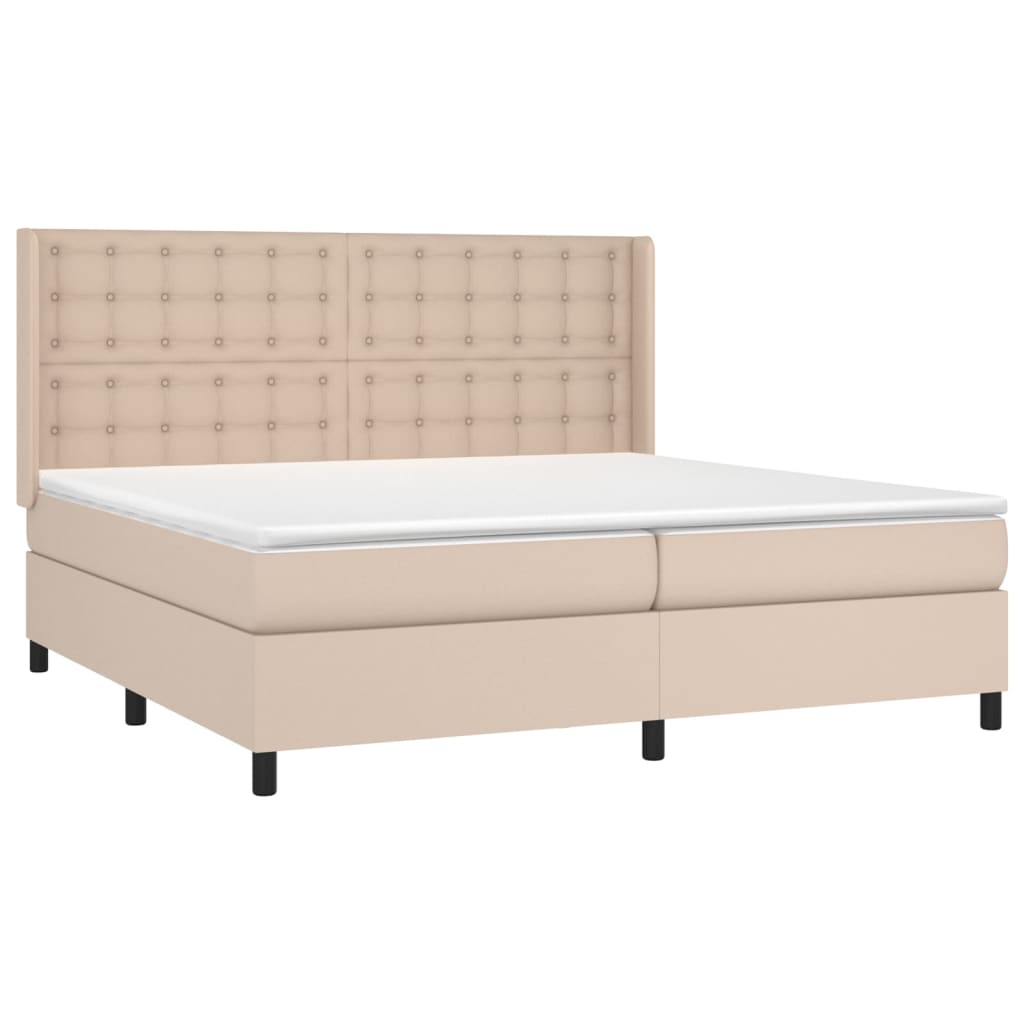 Box Spring Postel Matrace A Led Cappuccino 200X200Cm Umělá Kůže