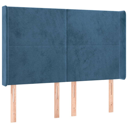 Box Spring Postel S Matrací A Led Tmavě Modrá 140X200 Cm Samet
