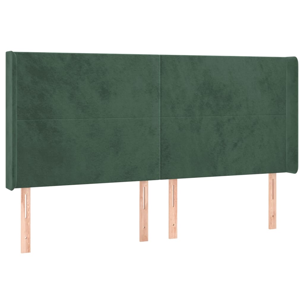 Box Spring Postel S Matrací A Led Tmavě Zelená 160X200 Cm Samet