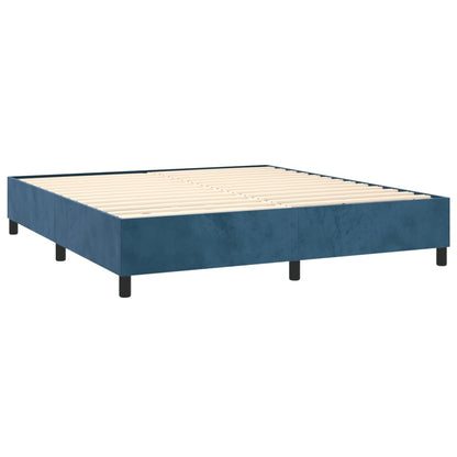 Box Spring Postel S Matrací A Led Tmavě Modrá 160X200 Cm Samet