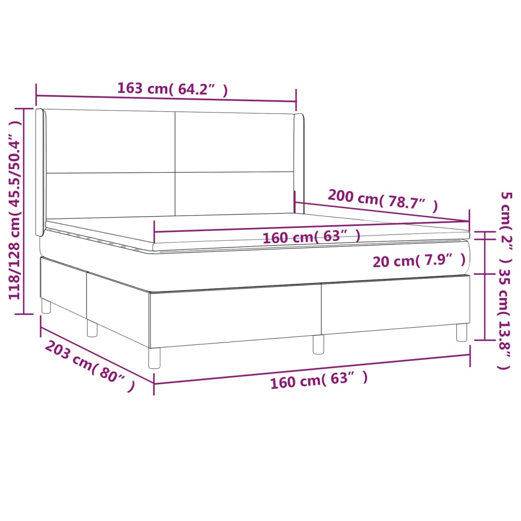 Box Spring Postel S Matrací A Led Tmavě Modrá 160X200 Cm Samet