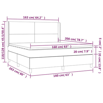 Box Spring Postel S Matrací A Led Tmavě Modrá 160X200 Cm Samet