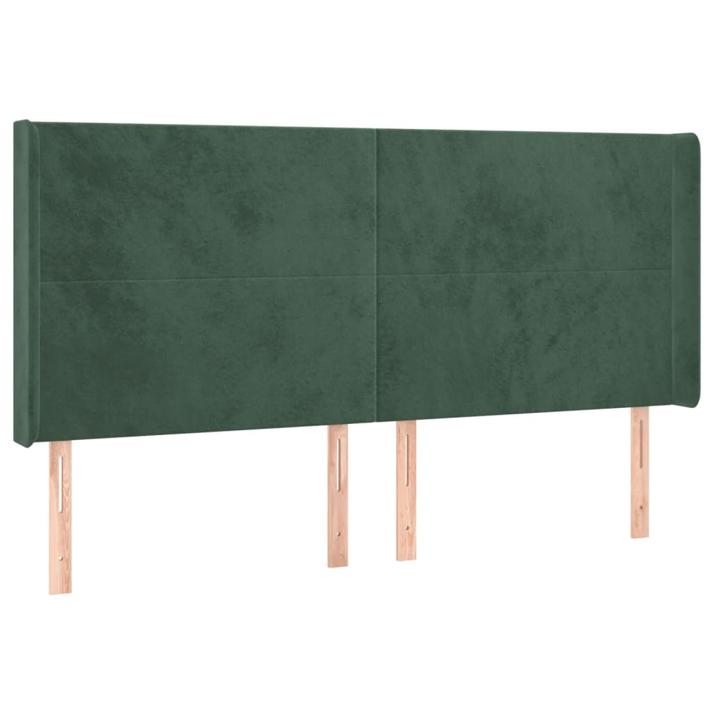 Box Spring Postel S Matrací A Led Tmavě Zelená 200X200 Cm Samet