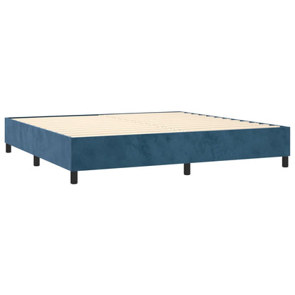 Box Spring Postel S Matrací A Led Tmavě Modrá 200X200 Cm Samet